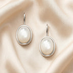 Petite Oval Drop Earrings in 925 Sterling Silver with Colorful Stone