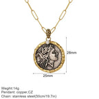 Vintage Coin Chain Link Necklace in Copper & Stainless Steel