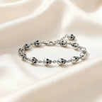 Rebel Goth Skulls Link Chain Bracelet in Pure 925 Sterling Silver