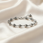 Rebel Goth Skulls Link Chain Bracelet in Pure 925 Sterling Silver