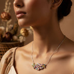 Flower Necklace in 925 Sterling Silver with Zircon Stones
