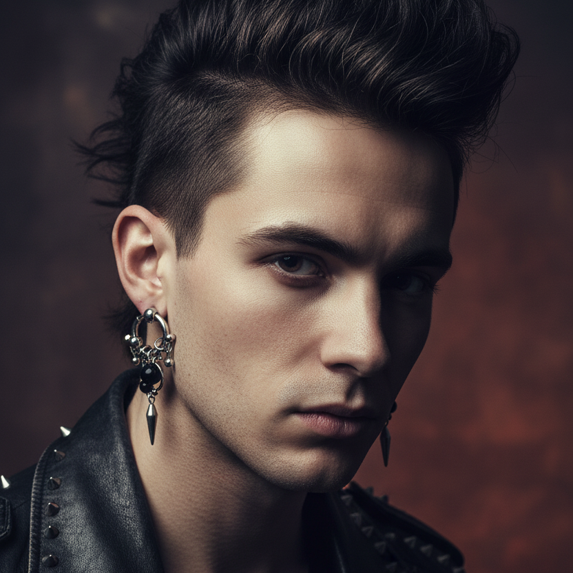 Y2K Punk Goth Spike Rivet Ball Pearl Stainless Steel Hoop Earrings