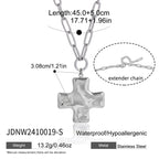 Hammered Cross Pendant Necklace – Unisex 18K Gold PVD-Plated Stainless Steel