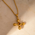 Youthway Fashionable Stainless Steel Natural Stone Cross Dangle Earrings 2023 Anti-allergy Gold Color Daily Jewelry Women
