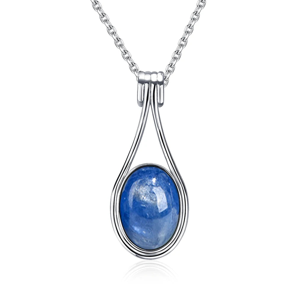 Platinum Plated Sterling Silver Pendant with Natural Labradorite