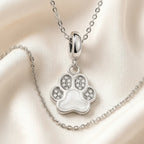 Cubic Zirconia 925 Sterling Silver Pendant with Cat Dog Paw Footprint