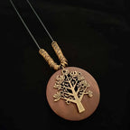 Selection of Retro Wooden Pendant Alloy Chain Necklace