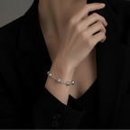 Five Skulls Link Chain Bracelet in 925 Sterling Silver