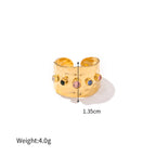 Adjustable Cubic Zirconia Wide Band Ring – 18K Gold-Plated Statement Jewelry