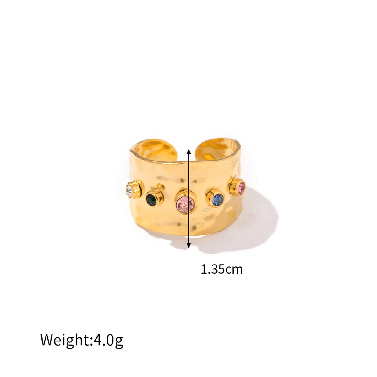 Adjustable Cubic Zirconia Wide Band Ring – 18K Gold-Plated Statement Jewelry