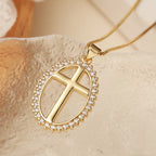 Collection of Bold Gold-Plated Cross Pendant Necklaces