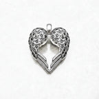 Wings Heart Pendant in 925 Sterling Silver with Black Zircons