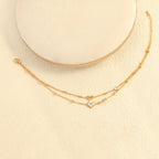Gold Tone Stainless Steel Clover Crystal Hearts Anklet