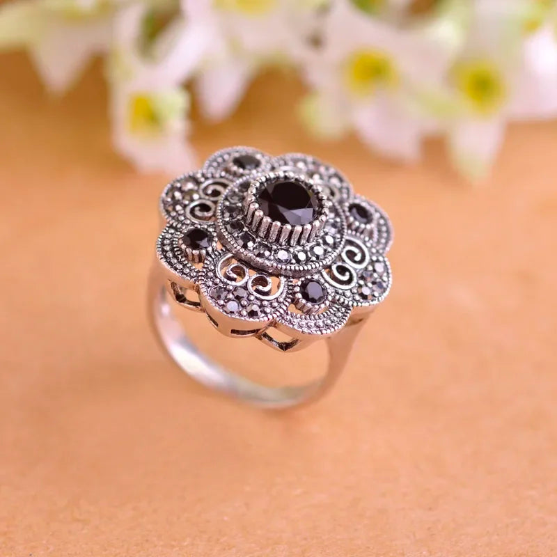 Antique Inspired 18K Gold Plated Crystal Ring