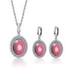 925 Sterling Silver Natural Moonstone Pendant & Earrings Set - Choose Your Stone