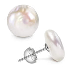 925 Sterling Silver Natural Freshwater Coin Pearl Stud Earrings