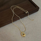 Stainless Steel Snake Chain Necklace with Oval Pendant