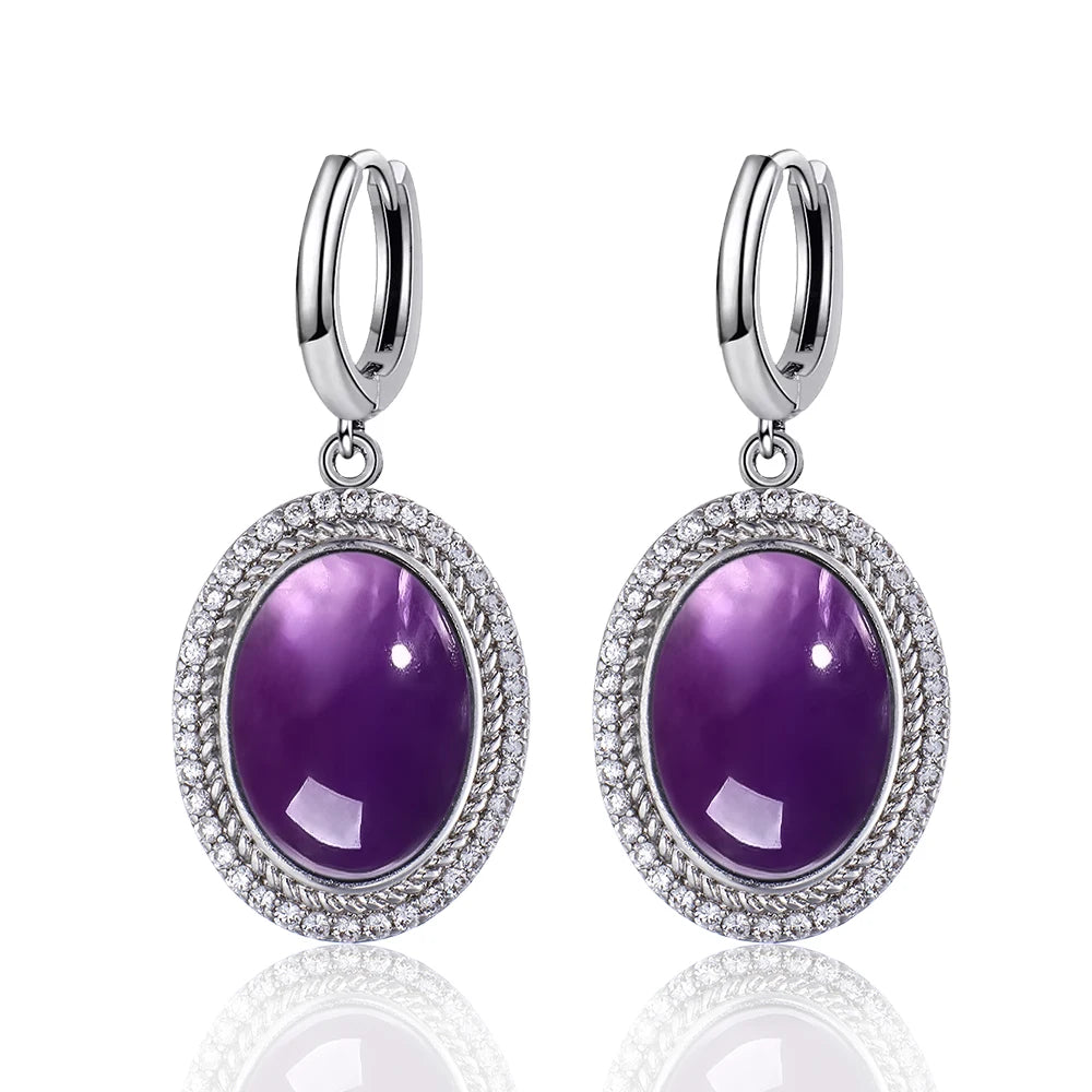 925 Sterling Silver Natural Moonstone Pendant & Earrings Set - Choose Your Stone