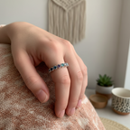 925 Sterling Silver Multicolor CZ Flower Adjustable Ring