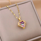 18K Gold Plated Cubic Zirconia Heart Necklace