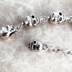 Rebel Goth Skulls Link Chain Bracelet in Pure 925 Sterling Silver