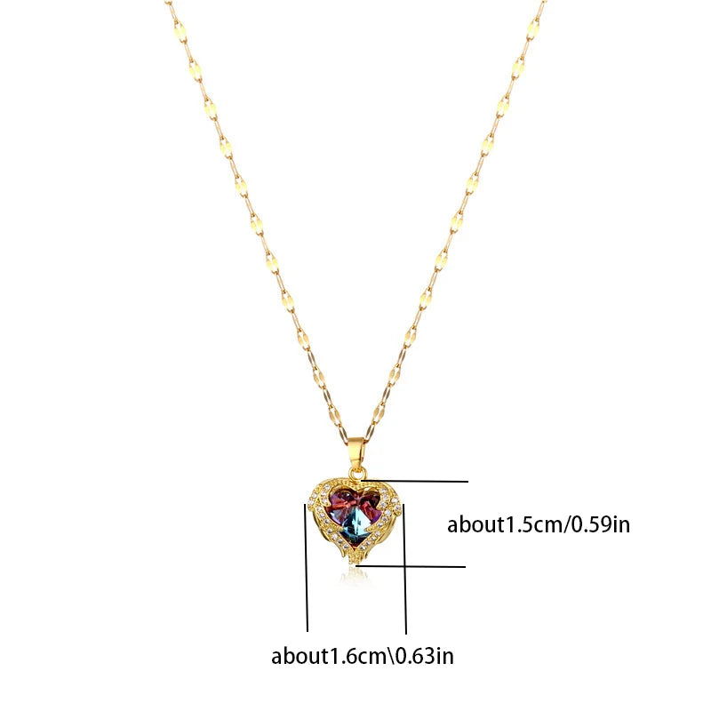 18K Gold Plated Cubic Zirconia Heart Necklace