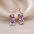 14K Gold Plated Copper Violet Natural Zircon Drop Earrings