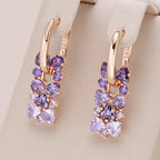 14K Gold Plated Copper Violet Natural Zircon Drop Earrings