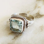 Vintage Inspired Zink Alloy Ring with Large Zircon Stone