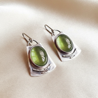 Vintage-Inspired Moonstone Drop Earrings – Bold Oval and Square Statement Design