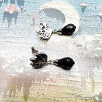 Black Flame Water Drop Earrings in 925 Sterling Silver with Zircons