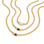 Vintage Glass Crystal Pendant Necklace – 18K Gold Plated Stainless Steel