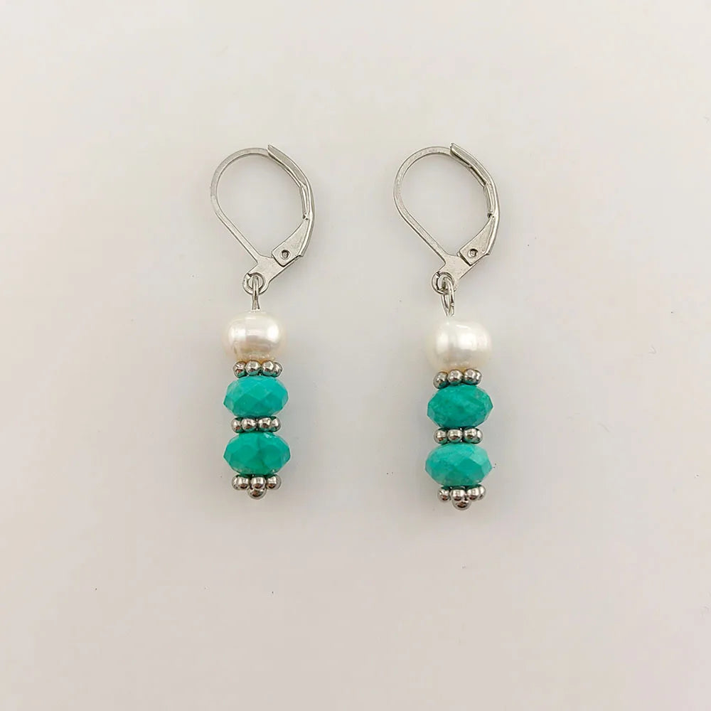 8 Colors! 18K Gold Plated Dangle Earrings with Freshwater Pearls & Crystals