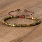 Adjustable Rope Bracelet with Natural Stone Beads - Large Selection