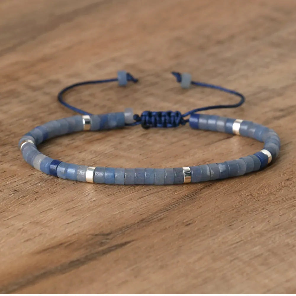 Adjustable Rope Bracelet with Natural Stone Beads - Large Selection