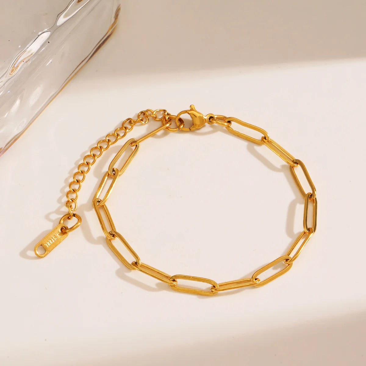 Minimalist Gold-Tone Chain Necklace & Bracelet in Stainless Steel