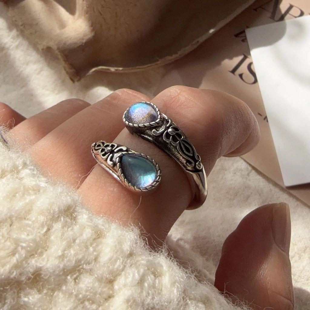Light Blue Zircon Ring in 925 Sterling Silver Adjustable