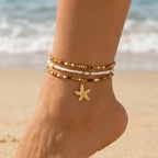Bohemia Multilayer Rice Bead Starfish Summer Anklet - Choose Yours