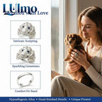 Zinc Alloy Dog Head Rings with Cubic Zirconia Stones - Various Breeds & Styles