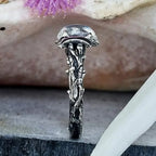 Natural Blue Moonstone Crescent Moon Ring in Stainless Steel