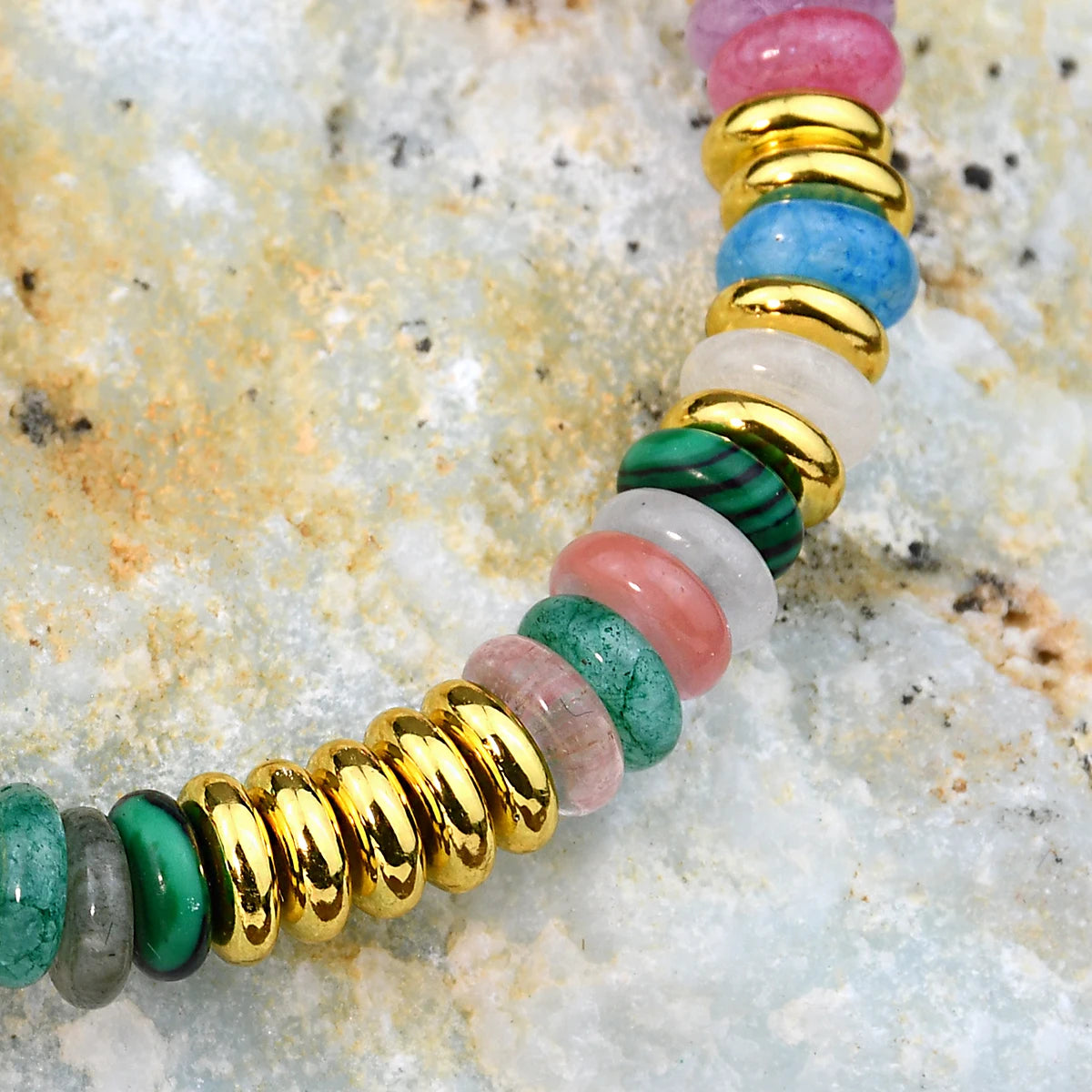 Natural Gemstone Beads Stainless Steel Bracelet