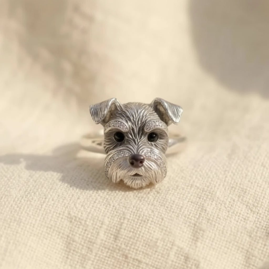 Adjustable Ring with Dog Head Face in Zinc Alloy with CZ Stones