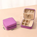 1pc Single Layer Square Storage Box Ladies Travel Leather Jewelry Box Classic Various Colors Storage Box with Mirror
