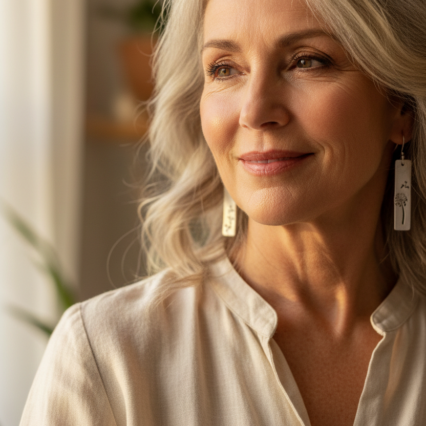 Dandelion Silver Tone Dangle Earrings