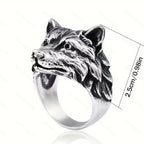 Gothic Wolf Head Stainless Steel Band Ring