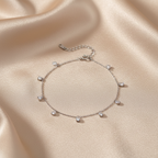 White Gold Plated 925 Sterling Silver Zircon Anklet - Sweet, Precious