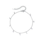White Gold Plated 925 Sterling Silver Zircon Anklet - Sweet, Precious