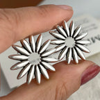 Unique 925 Sterling Silver Flower Stud Earrings