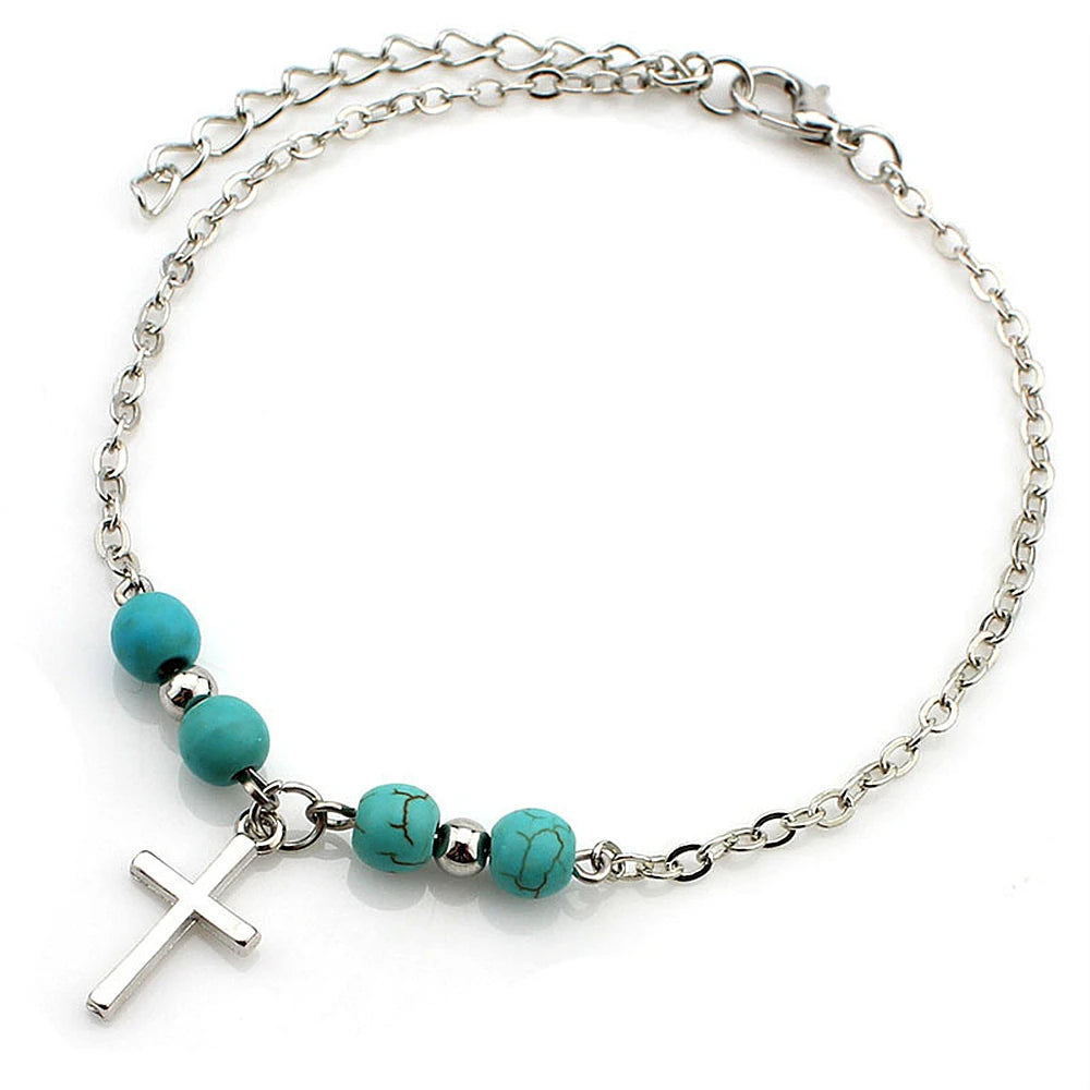 Boho Turquoise Resin Bead Summer Anklet in Zinc Alloy - Choose Your Design