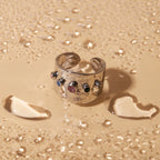 Adjustable Cubic Zirconia Wide Band Ring – 18K Gold-Plated Statement Jewelry